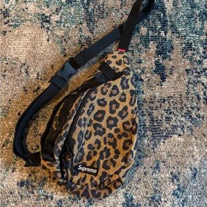 Supreme Leopard-Print Crossbody Bag in Tan and Black